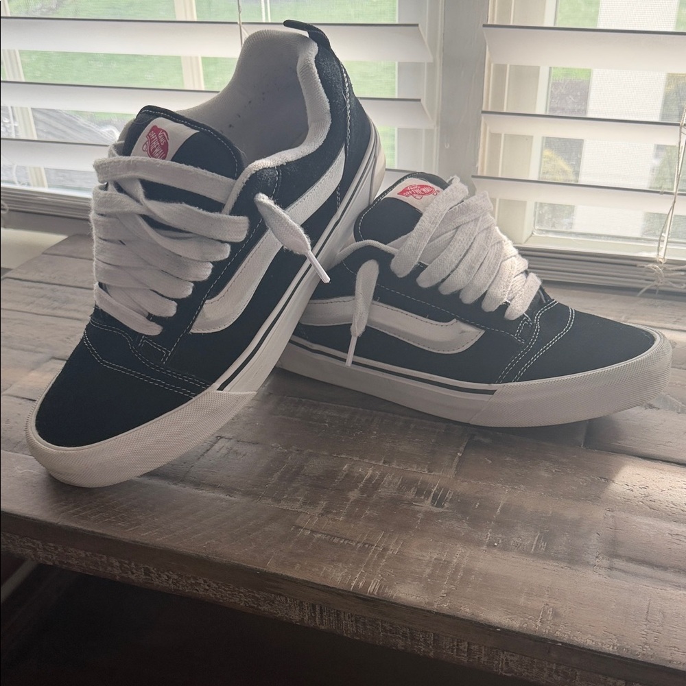 Vans Black and White Low-Top Skate Sneakers